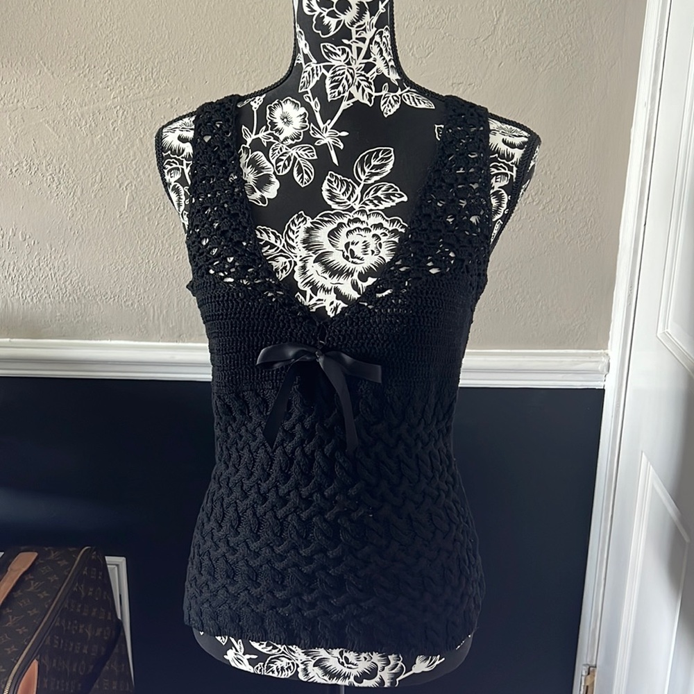Sexy Crotchet Small Black Top by INC